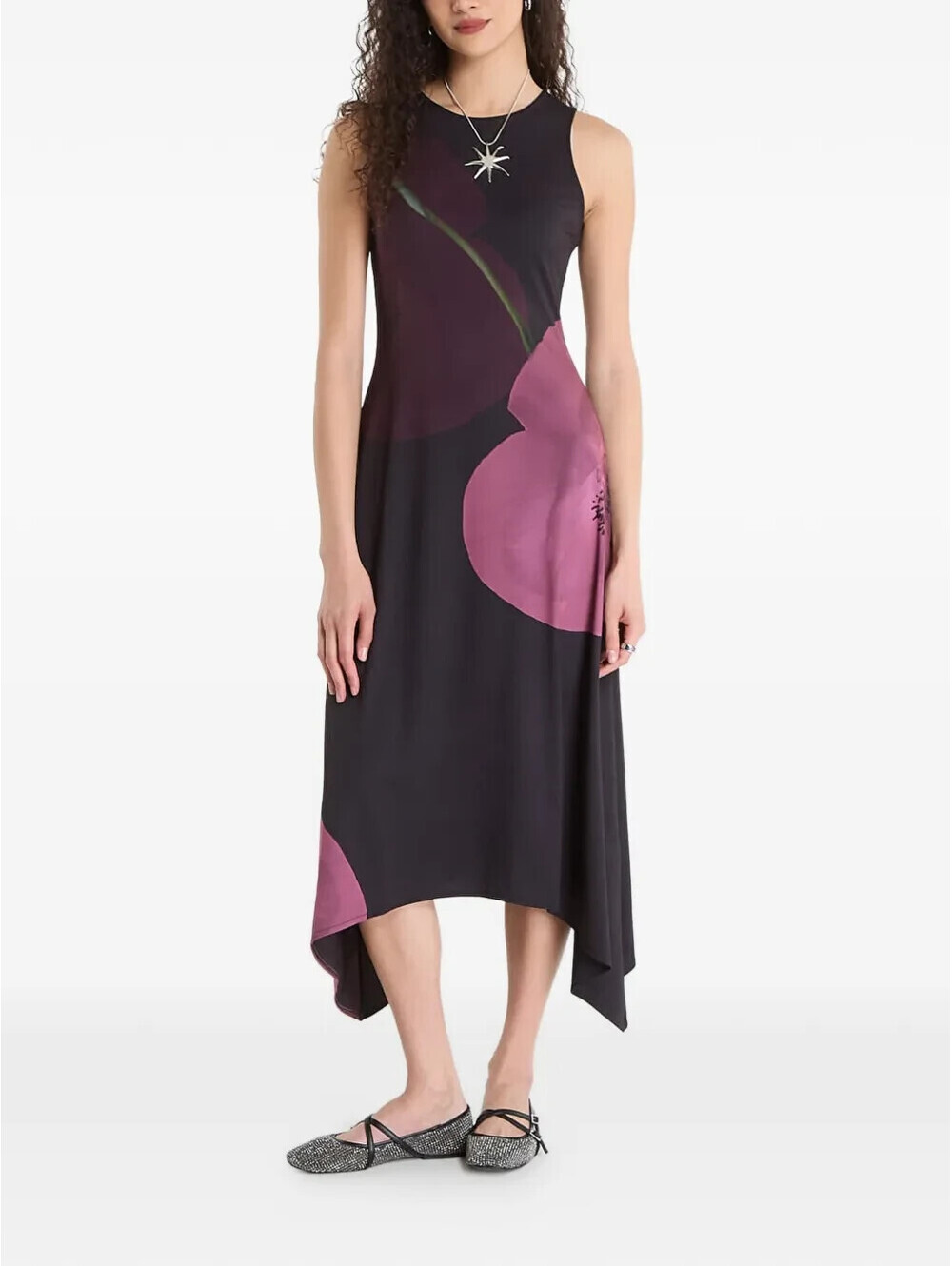 NEW, Desigual Women's Asymmetric Poppy Dress in Black Sz XL #MD2455